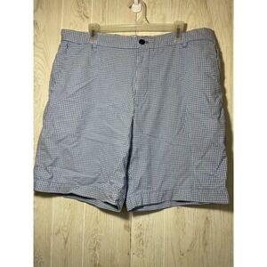 Izod Golf Shorts Chinos Mens 38 Blue Graph Check Plaid Performance Flat Front